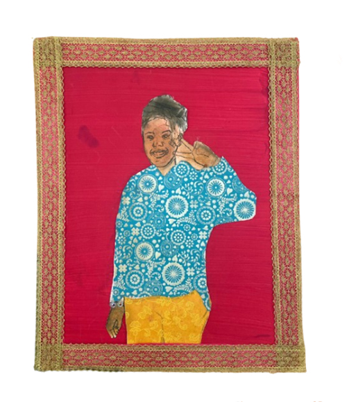 Self portrait of a young girl wearing a bracelet and making a peace sign with one hand.