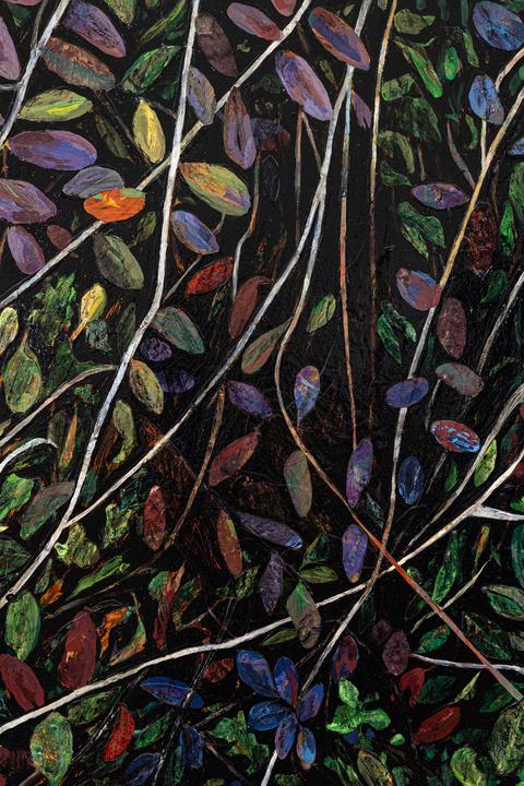 Mixed media on Arches paper of Cranberry_(Vaccinium oxycoccos)