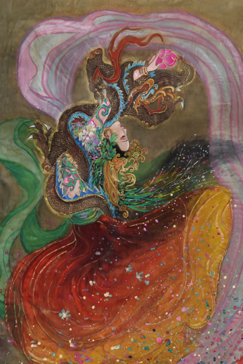 Watercolor on silk painting of Empress Li Lingrong of the Eastern Jin Dynasty 